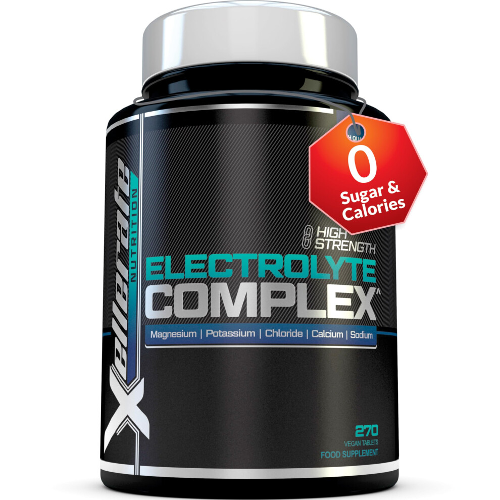 Xellerate Nutrition Electrolytes Complex - 270 Vegan Tablets - High Strength Tablets With Magnesium, Potassium & Calcium - Supports Muscle Function & Electrolyte Balance