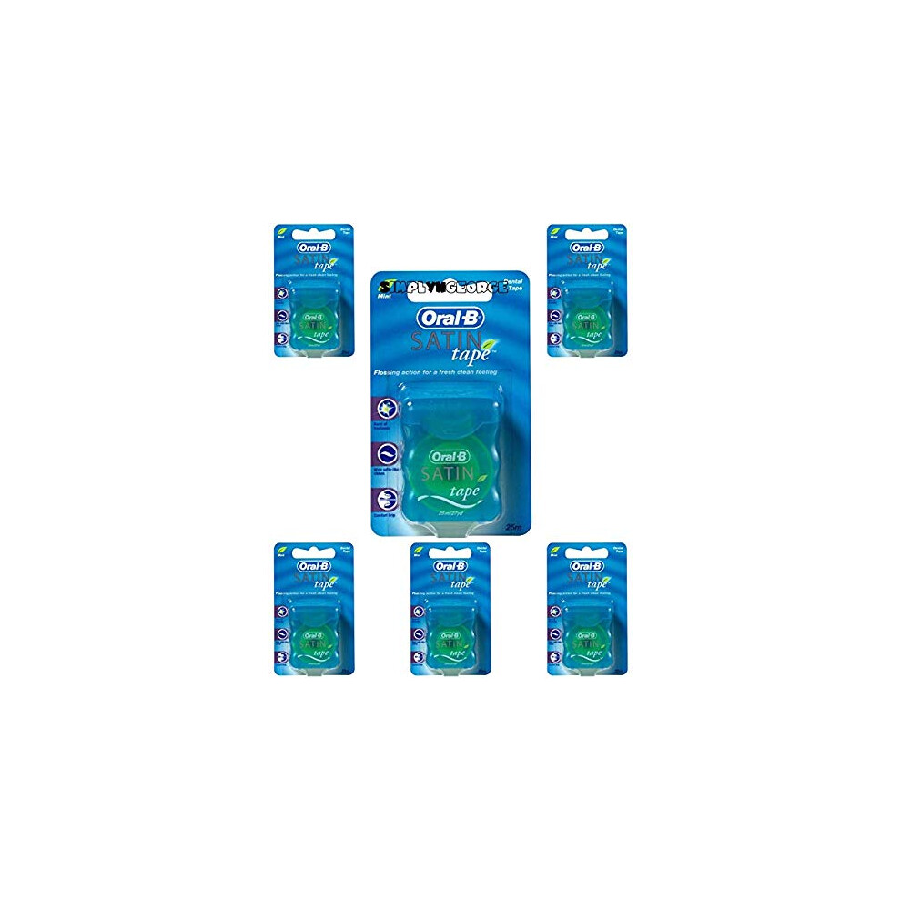 Statin Tape Dental Floss 25m (6 Units) by Oral-B Satin Tape Mint