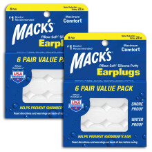 Mack's Pillow Soft Silicone Oordopjes - 6 Paar (2 Verpakkingen), Waardepakket - De Originele Mouldbare Siliconen Oordopjes