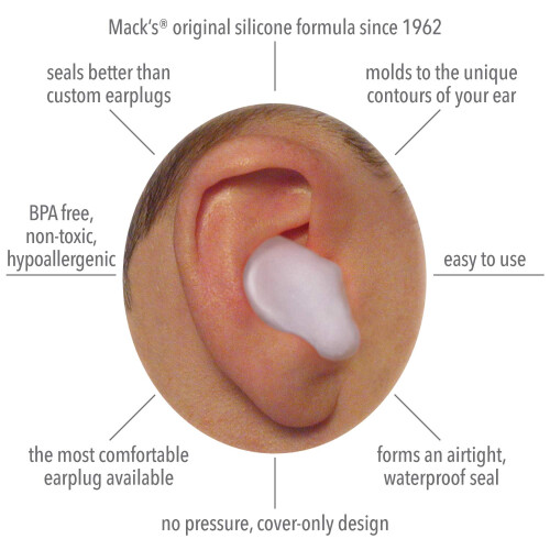 Mack's Pillow Soft Silicone Öronproppar - 6 Par (2-pack), Original Moldbar Silikon 1