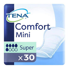 TENA Comfort Mini Super 800ml - 30 Pack Incontinence Protection with Adhesive Strips