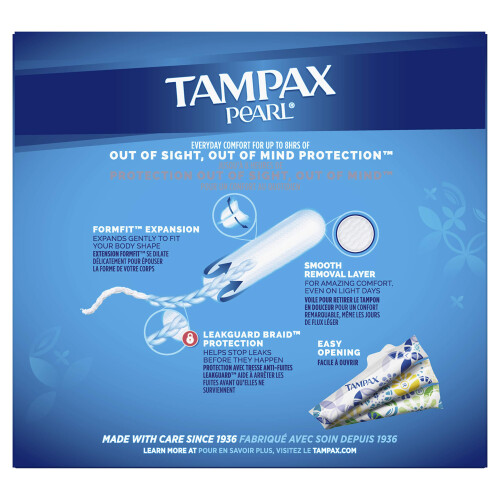 Pearl Tampons, Light/Regular/Super Absorbency with LeakGuard Braid, Triple Pack, Scented, 34 Count 1