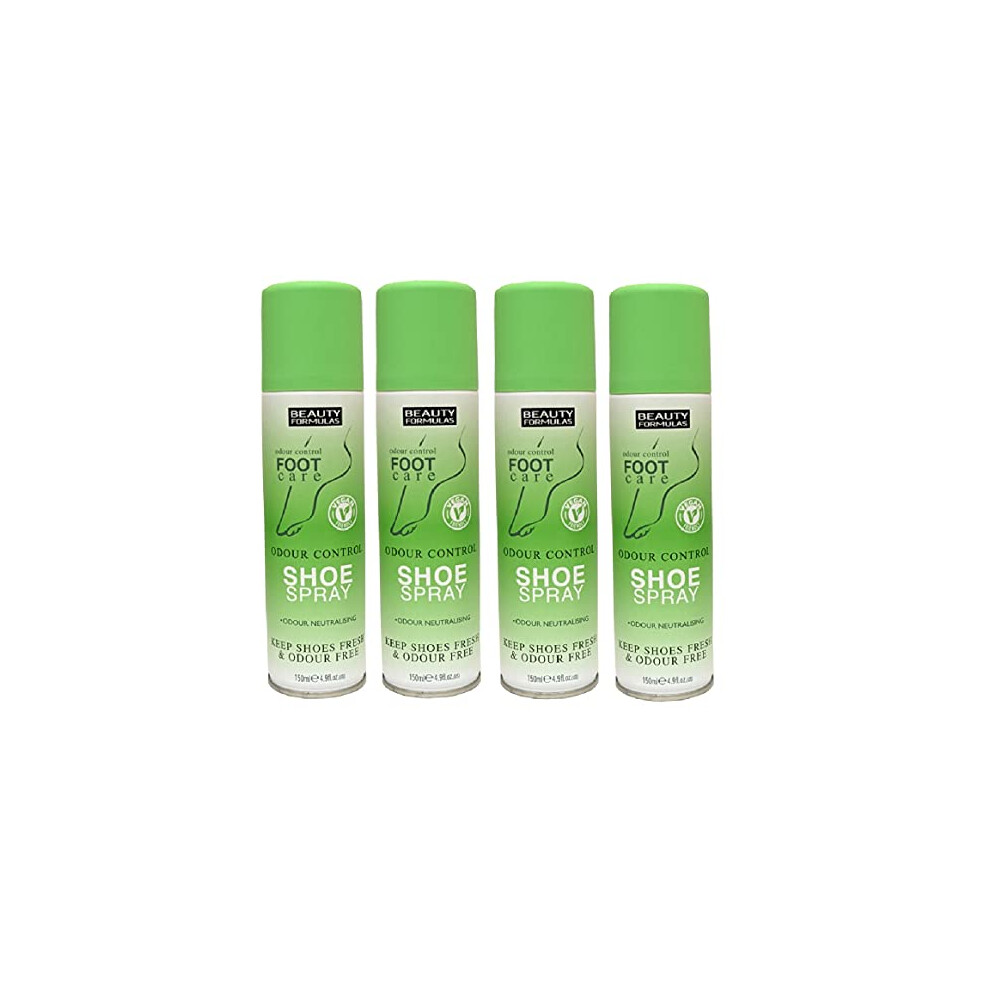 Beauty Formulas Odour Control Shoe Spray 150Ml (Pack Of 4)