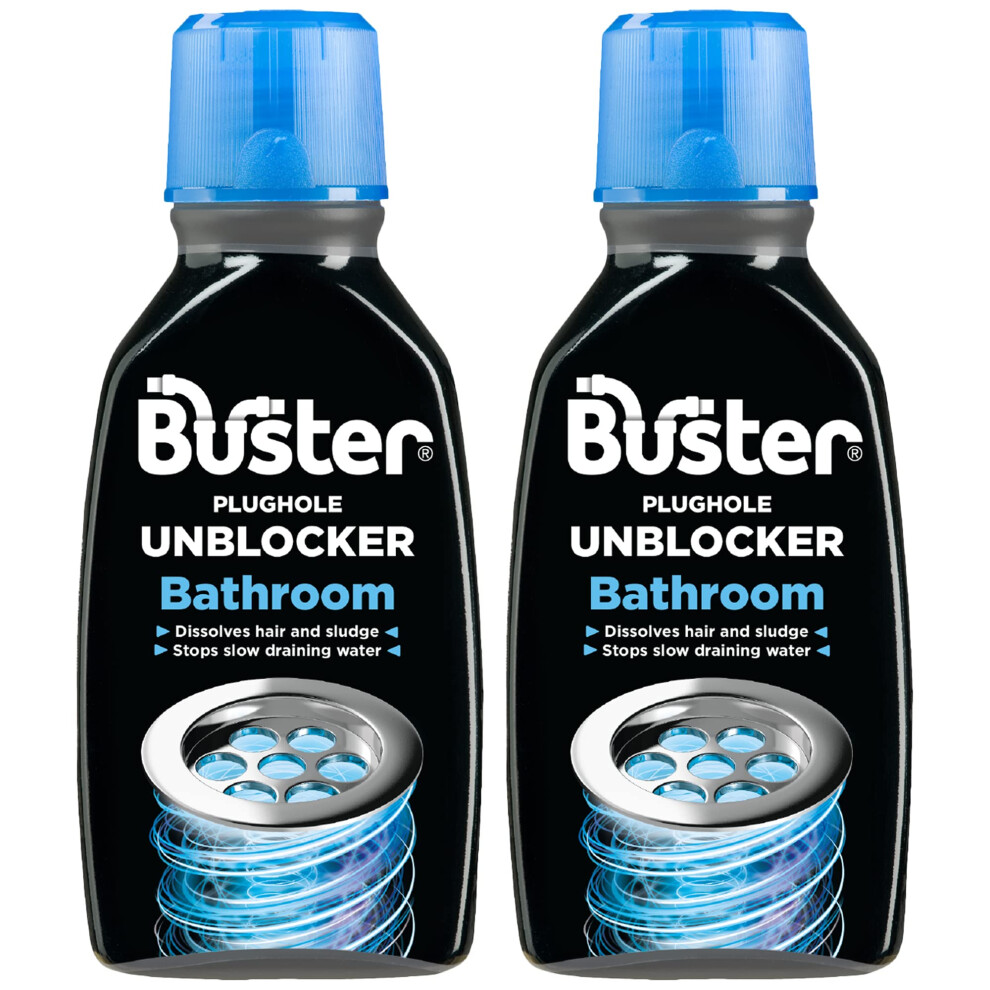 Bathroom Drain Unblocker 300ml, Pack of 2 â Sink Unblocker Removes Hair & Sludge in Showers, Baths & Sinks. Fast-Acting Shower Drain Unblocker