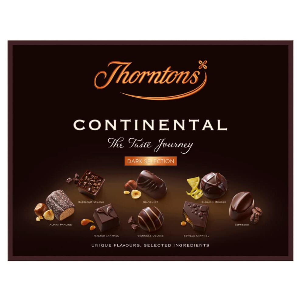 Continental Dark Selection, Chocolate Hamper, Dark Chocolate Gift Box, Inspired by European Flavours, Assorted Dark Chocolates, 264g