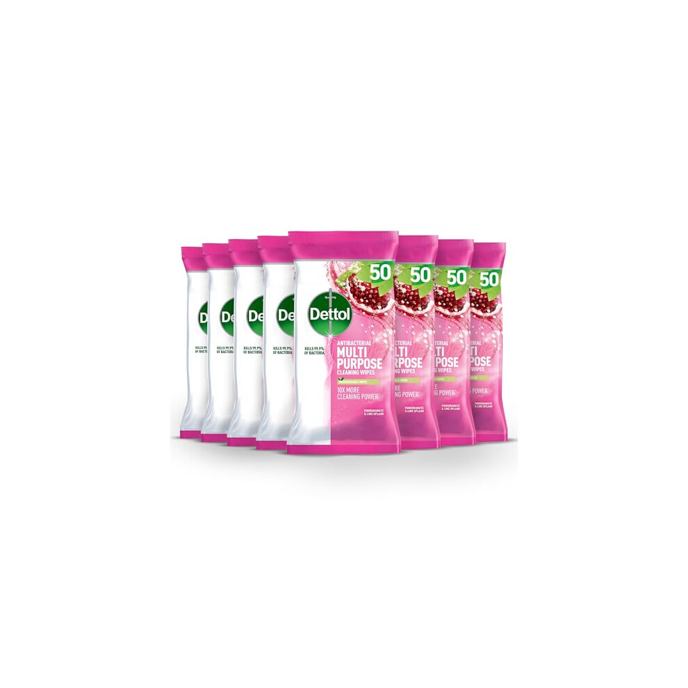 Antibacterial Surface Cleaning Wipes, Pomegranate, Total 400 Wipes (8 Packs X 50), Anti Bac Wipes, Multi Purpose Wipes, Kills 99.9 Percent of Germs,