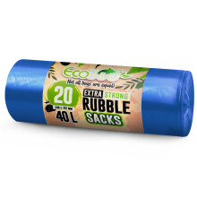 Ecobag Recyclable Leak Resistant Heavy Duty Bin Bags 508 x 762mm 40L 100 Microns, Blue, 20 Pack