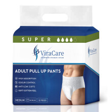Adult Incontinence Pull Up Pants | for Unisex | Heavy Absorbent and Soft-Stretch Waistband | with Leak Stop Guards | Waist Size Medium 65-135 cm | 12