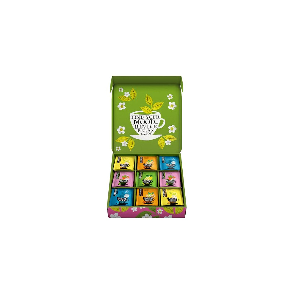 Tea Organic Herbal & Green Tea Selection Gift Box|Organic, Eco Friendly & Fair Trade| Assorted Individually Wrapped Tea Bags |1 Sampler box with 45