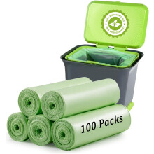 Biodegradable Bin Liners 100 Counts, 20L Small Food Waste Bag Recycle 4-6 Gallon Garbage Bag, Thick Degradable Rubbish Bag Compostable For