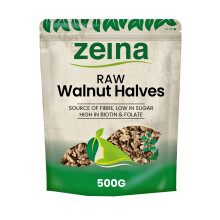 Zeina Raw Walnut Halves (500g) - Naturally Gluten Free Vegan Approved Low Sugar Walnut Halves, Premium Healthy Nut Snacks, Used in Home Baking,