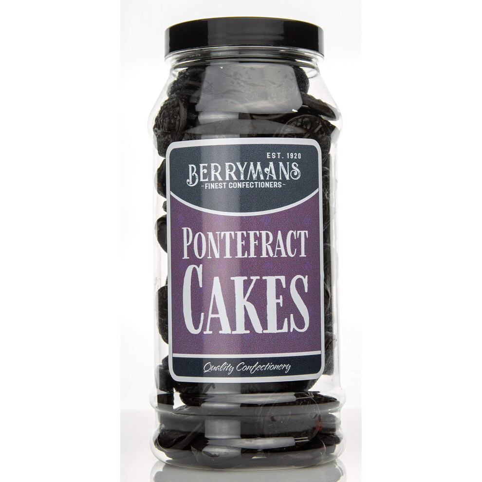 Berrymans Original Pontefract Cakes Aniseed & Liquorice Gums Retro Sweets Gift Jar By Sweet Shop - Classic Sweets, Traditional Taste.