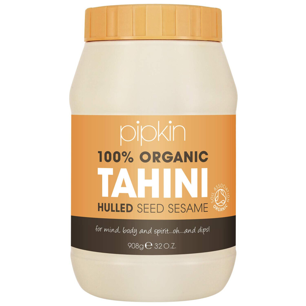 Pipkin 100% Organic Tahini Paste 908G – Roasted And Pressed Ethiopian Sesame Seeds - All Natural, Kosher, Vegan, Non-Gmo