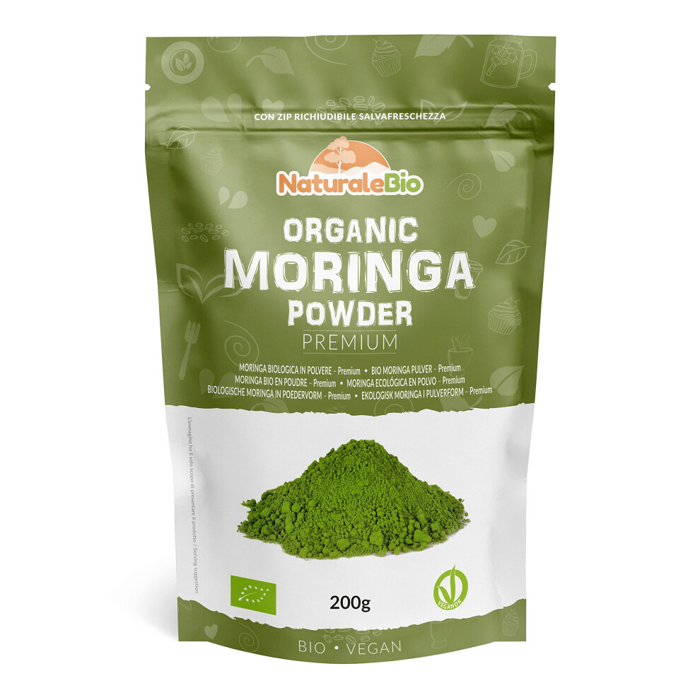 Organic Moringa Oleifera Leaf Powder - Premium Quality - 200g. Bio, Natural and Pure. Leaves Picked from The Moringa Oleifera Plant. NaturaleBio