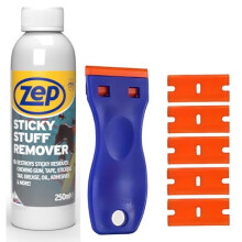 Sticky Stuff Remover 250ml and Scraper Tool Bundle with 5 Plastic blades work as an Adhesive Remover, Glue Remover, Sticker Remover and Glue Remover
