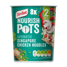 Nourish Pot Aromatic Singapore Noodles, Ready Meal, Low in Sugar and Fat, Healthy Lunch and Low-Calorie Snack, Source of Protein, Instant Noodles,