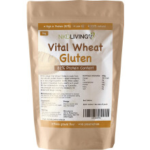 NKD Living Vital Wheat Gluten 1kg (ZY-EJ-0825-2-56) - 82% Protein, High Elasticity for Low-Carb Baking, Bread & Pastry Quality