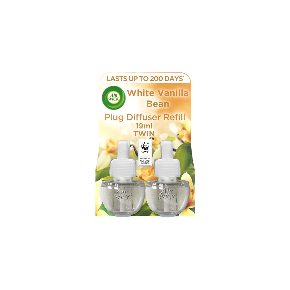 Plug in Diffuser Twin Refill, White Vanilla Bean, Pack 2 x 19ml, Long Lasting Fragrance, Lasts up to 200 days, Plug in Air freshener-image-OPC-PF2XTG9-NEW
