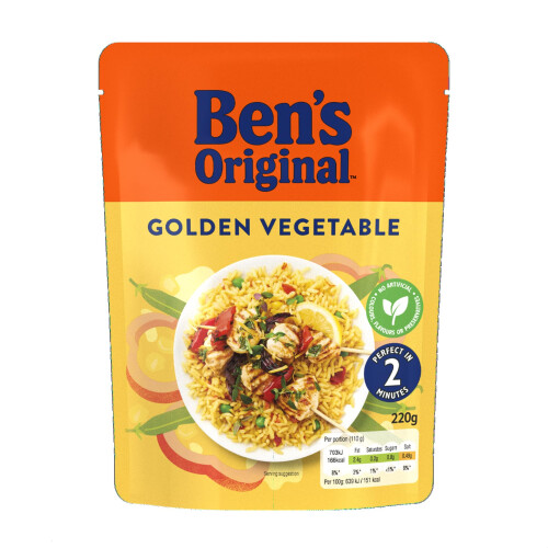 Golden Vegetable Microwave Rice, Bulk Multipack 6 x 220g pouches 1