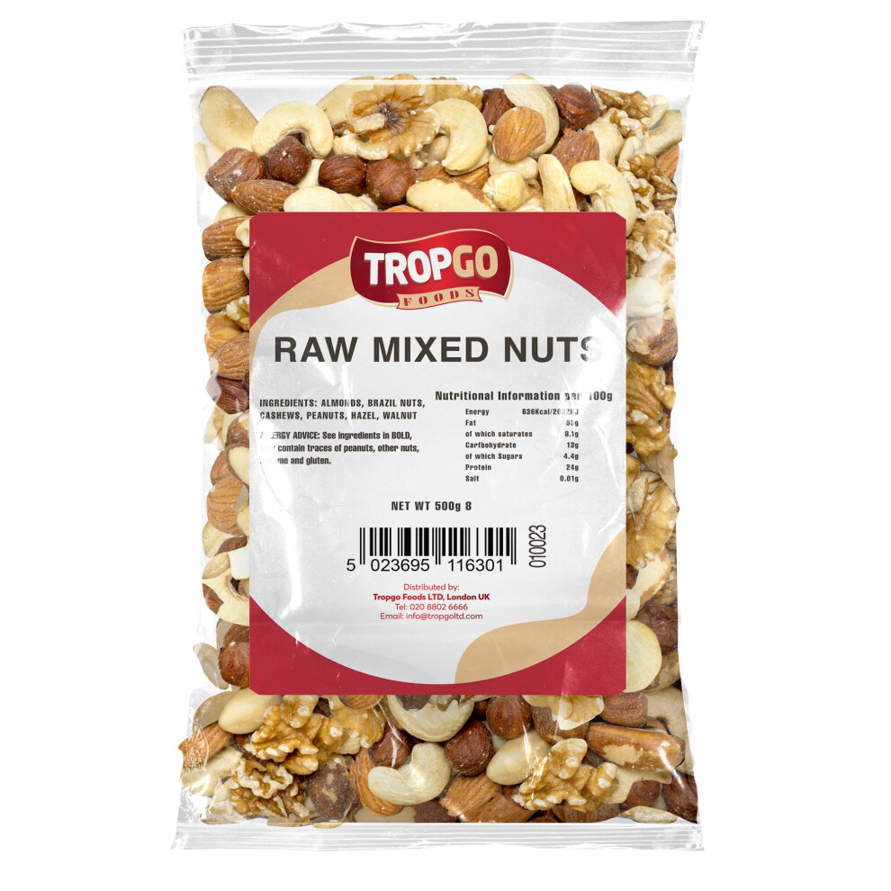 Raw Mixed Nuts - 500g Nut Snacks - Packed Fresh, Healthy Jumbo Nuts with Fibre, Protein, and Minerals - Perfect for Snacking - Includes Almonds,