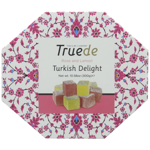 Rose and Lemon Turkish Delight in a Hexagonal Box 300 g