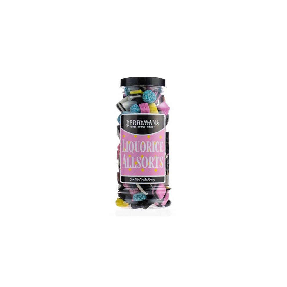Berrymans Original Liquorice Allsorts Retro Sweets Gift Jar By Sweet Shop - Classic Sweets, Traditional Taste.