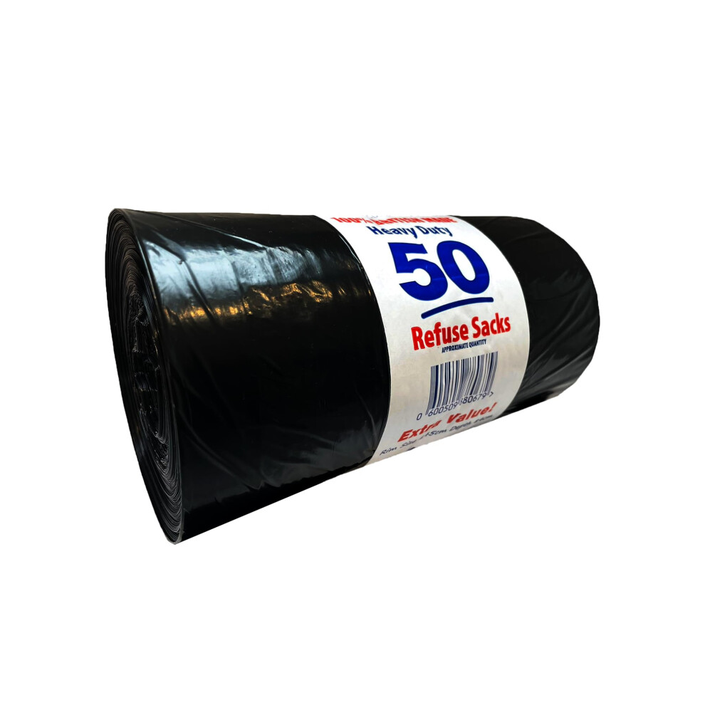 50 Bin Bags Heavy Duty 100L Bin Bag Refuse Sacks Pack Of 50 Black Bags For Rubbish Large Bin Bags Eco Friendly for Home Offices & Garden Extra Strong