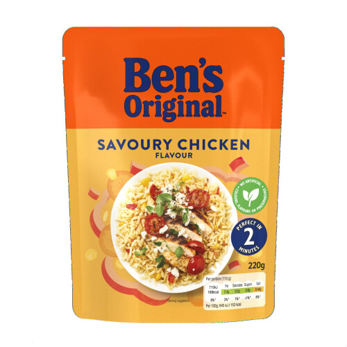 Savoury Chicken Microwave Rice, Bulk Multipack 6 x 220g pouches 1