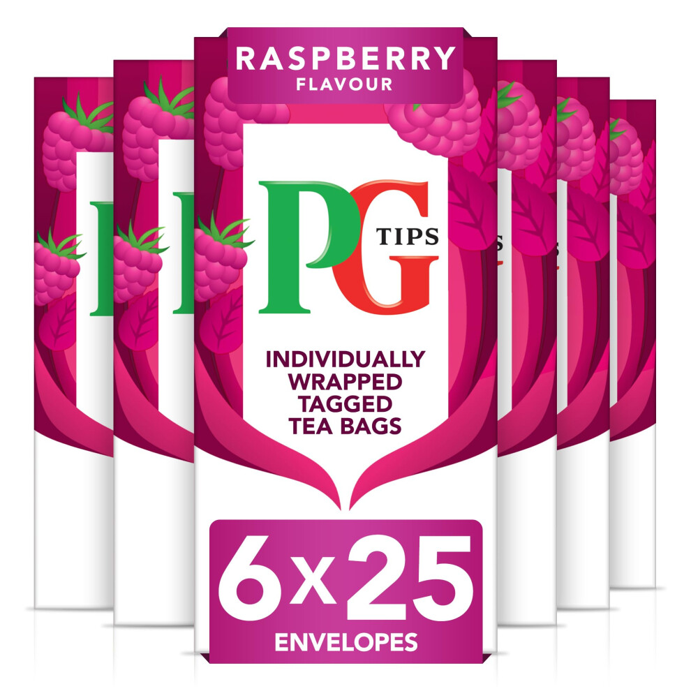 Teabags Raspberry, Individually Wrapped Tea Bags, 25 Flavoured Fruit Tea Bags Individually Wrapped, Berry Tea, Refreshing & Fruity Tea, Tea Bags Bulk