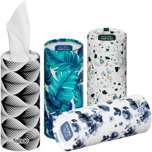 Hyaluronic Acid-infused 4-ply Ultra Luxury Tissues | for Car Cup Holders, Home & Travel | 4 Reusable tubes in Plastic-free packaging | Mixed/Mayfair