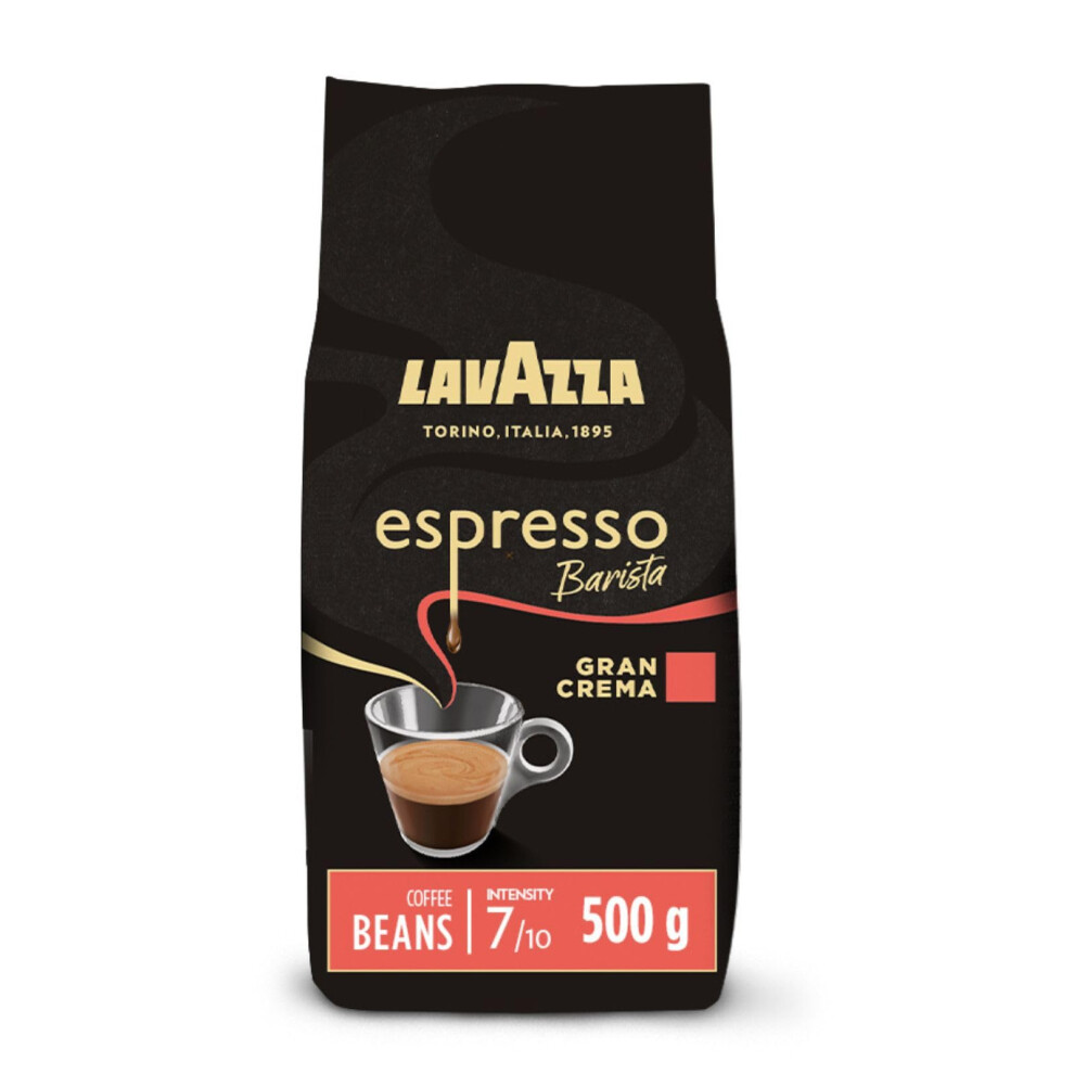 Lavazza, Espresso Barista Gran Crema, Drum Roasted Coffee Beans, Ideal for Espresso Coffee Machines, Aromatic Notes of Dried Fruit and Flowers,