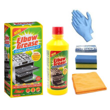 Elbow Grease Oven Cleaner Kit | Complete Oven Cleaning Kit with | 1 x 500ml Bottle, Bags, and Gloves | 1 x Ultra Absorbent Cloth | 2 x Sponge | For