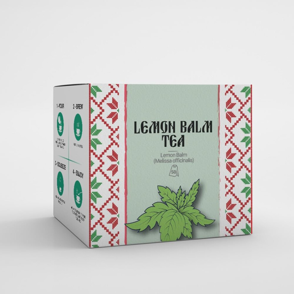 Lemon Balm Tea by Amelia Rose | Melissa Officinalis |50 Tea Bags | 100% Natural Bulgarian Herbal Tea | Relax Tea | Sleep Tea