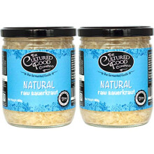 Raw Natural Sauerkraut - Organic, Raw & Unpasteurised - Traditionally Fermented - 2 x 400g Jar - by The Cultured Food Company