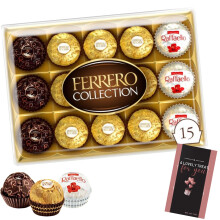 Ferrero Collection Pralines, Chocolate Gift Box, Treat Box Of 15 (172g) & Cards - Birthday, Christmas, Valentines, Fathers Day, Mothers Day, Gifts For