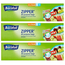 3 x Zipper Small All Purpose Bags Food Freezing Storage Bags (45 Bags)