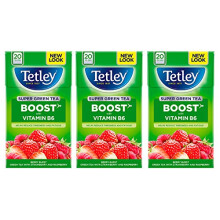 Super Green Tea Boost Strawberry & Raspberry Tea, Pack of 3, 60 Tea Bags Total
