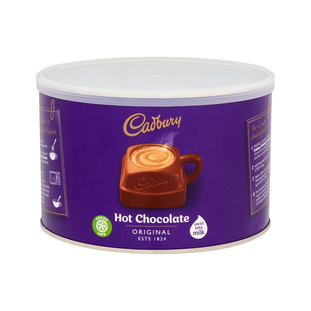 Cadbury Hot Chocolate Original Instant Drinking Hot Chocolate Powder Coated on Truffles, Cakes Milkshakes 1kg Tin | FREE CHRISTMAS SWEETS WITH EVERY