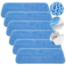 ILAVCOOL TBB 6-Pack Microfiber Mop Pads (13x39 cm) - Washable, Reusable Replacement Pads for Wet/Dry, Spray & Reveal Mops