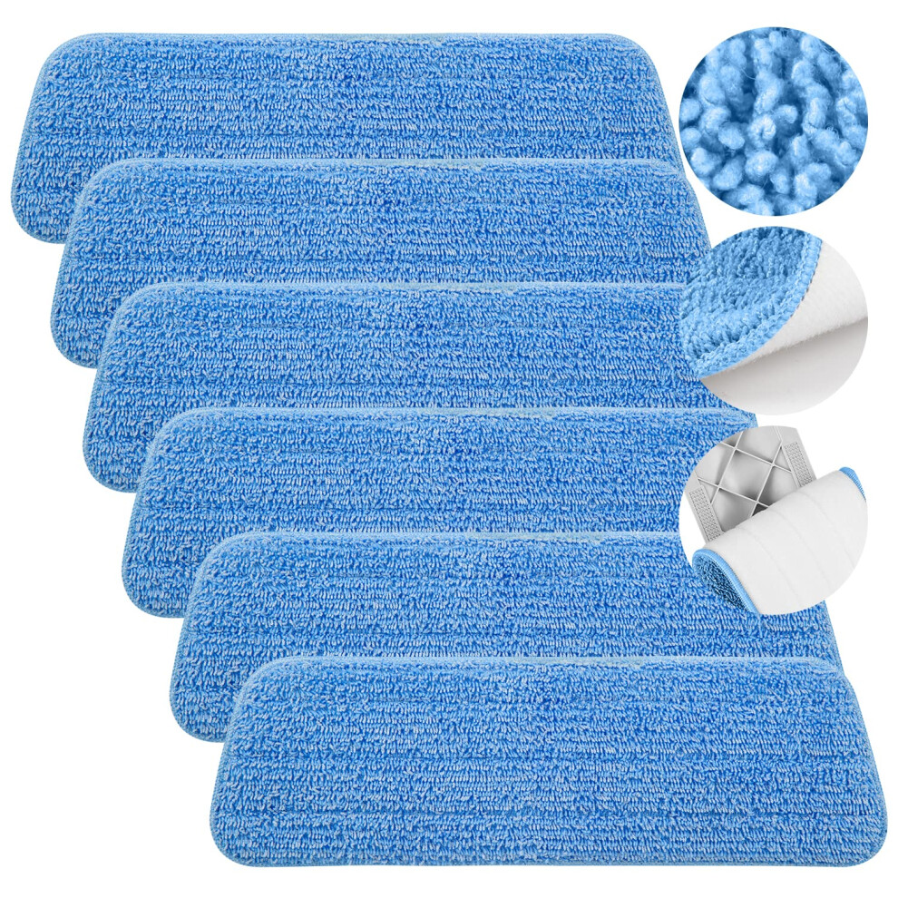 Ilavcool Tbb 6-Pack Microfiber Mop Pads (13X39 Cm) - Washable, Reusable Replacement Pads For Wet/Dry, Spray & Reveal Mops