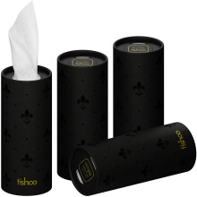 Hyaluronic Acid-infused 4-ply Ultra Luxury Tissues | for Car Cup Holders, Home & Travel | 4 Reusable tubes in Plastic-free packaging | Black/Pure