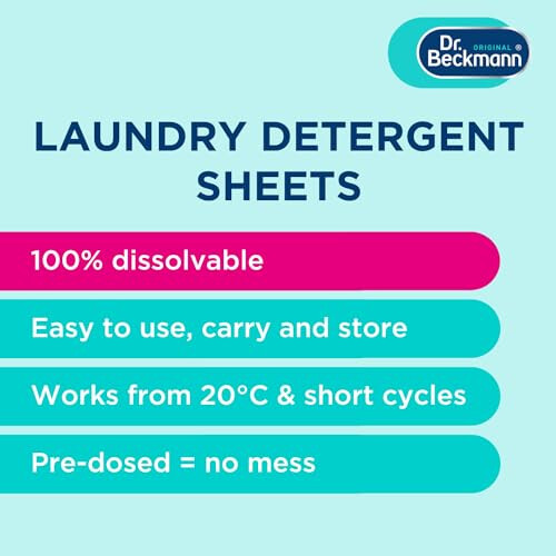 Dr Beckmann Laundry Detergent Sheets BIO | Fresh Blossom | MAGIC LEAVES | Pre-dosed | 50 sheets 2