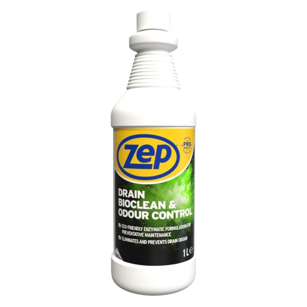 Zep Drain Bioclean & Odour Control - 1L, Drain Unblocker For Preventive Maintenance To Keep A Drain Unblocked, Perfect Drain Cleaner For Bad Smells, Sink