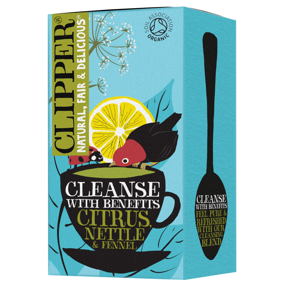 Clipper Organic Citrus, Nettle & Fennel Tea | 80 Cleanse With Benefits Infusion Teabags (4X Boxes Of 20) | Bulk Buy, Home & Catering | Caffeine-Free Herbal