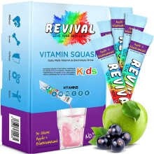 Revival Kids Vitamins Squash Drink - Electrolytes & Vitamins D, A, C, K, B6, B12 - Hydration, Immunity, Growth, Development - Apple & Blackcurrant 6