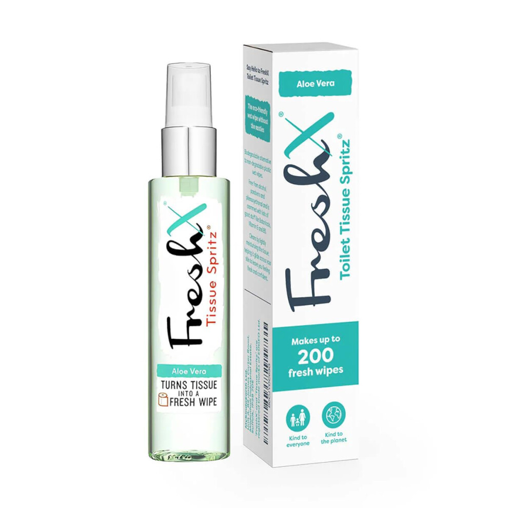 Freshx Toilet Paper Spray | Tissue Spritz Turns Toilet Paper Into 200 Moist Wipes | Flushable Wet Wipe Alternative (Aloe & Cucumber)