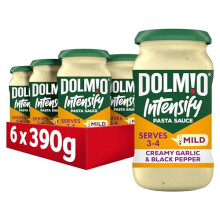 Intensify Pasta Sauce Mild Creamy Garlic & Black Pepper Jar, perfect for a quick pasta meal for 3-4, Bulk Multipack 6 x 390g