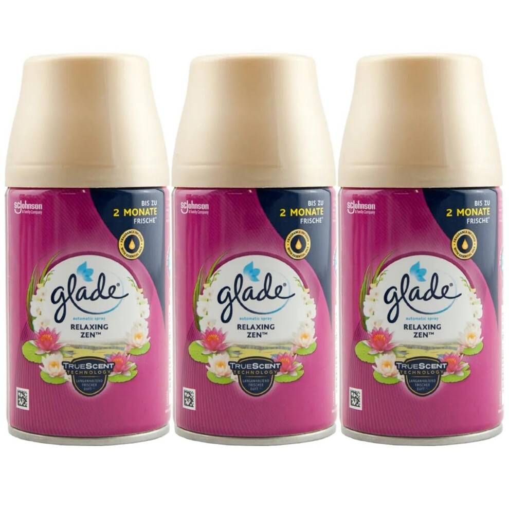 3 x Glade Automatic Spray Relaxing Zen, Air Freshener Refills 269ml