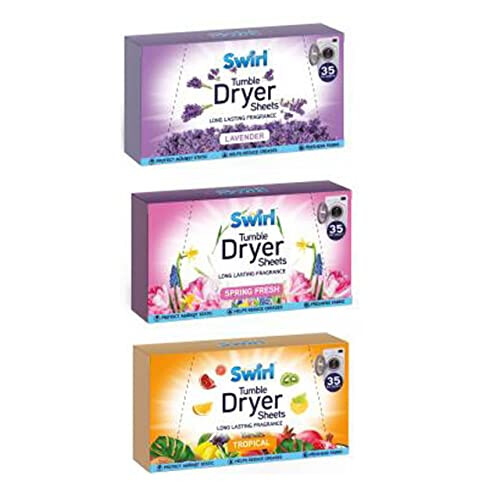 Tumble Dryer Sheets - 35 Sheets - 3 Packs Supplied Spring Fresh, Lavender, Tropical Total 105 Sheets Per Pack Supplied