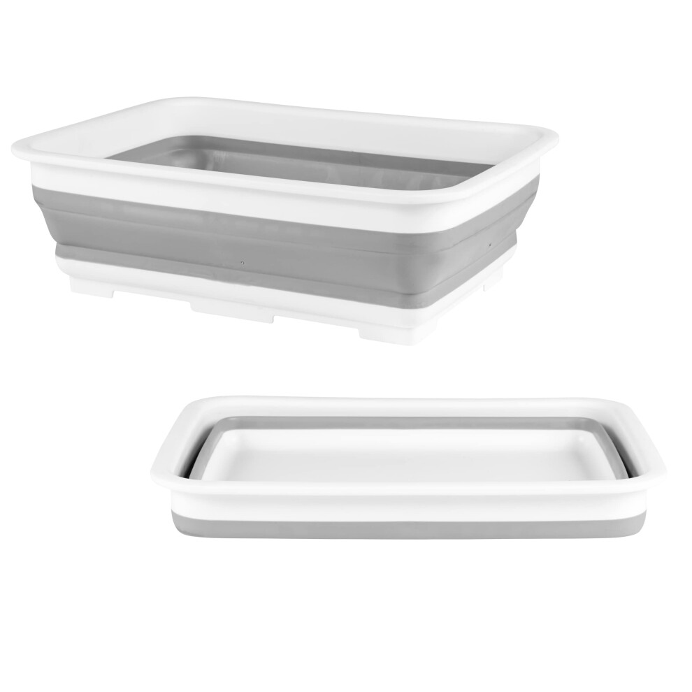 LA030191GRY Collapsible Washing Up Bowl - Foldable Washing Basin For Dishes, Pots & Pans, Compact Storage, Space Saving, Kitchen Sink Bowl, Portable